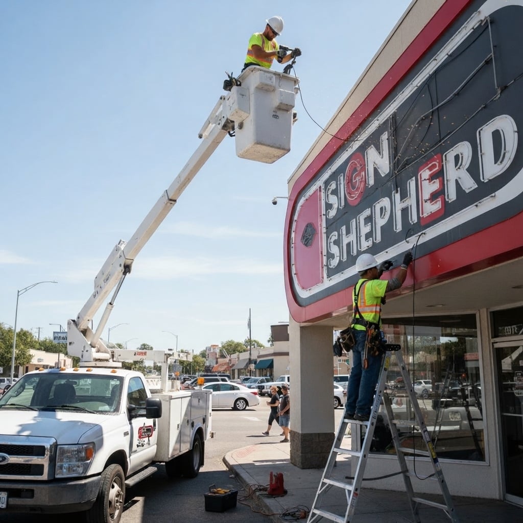 Sign Shepherd professional installation team at work