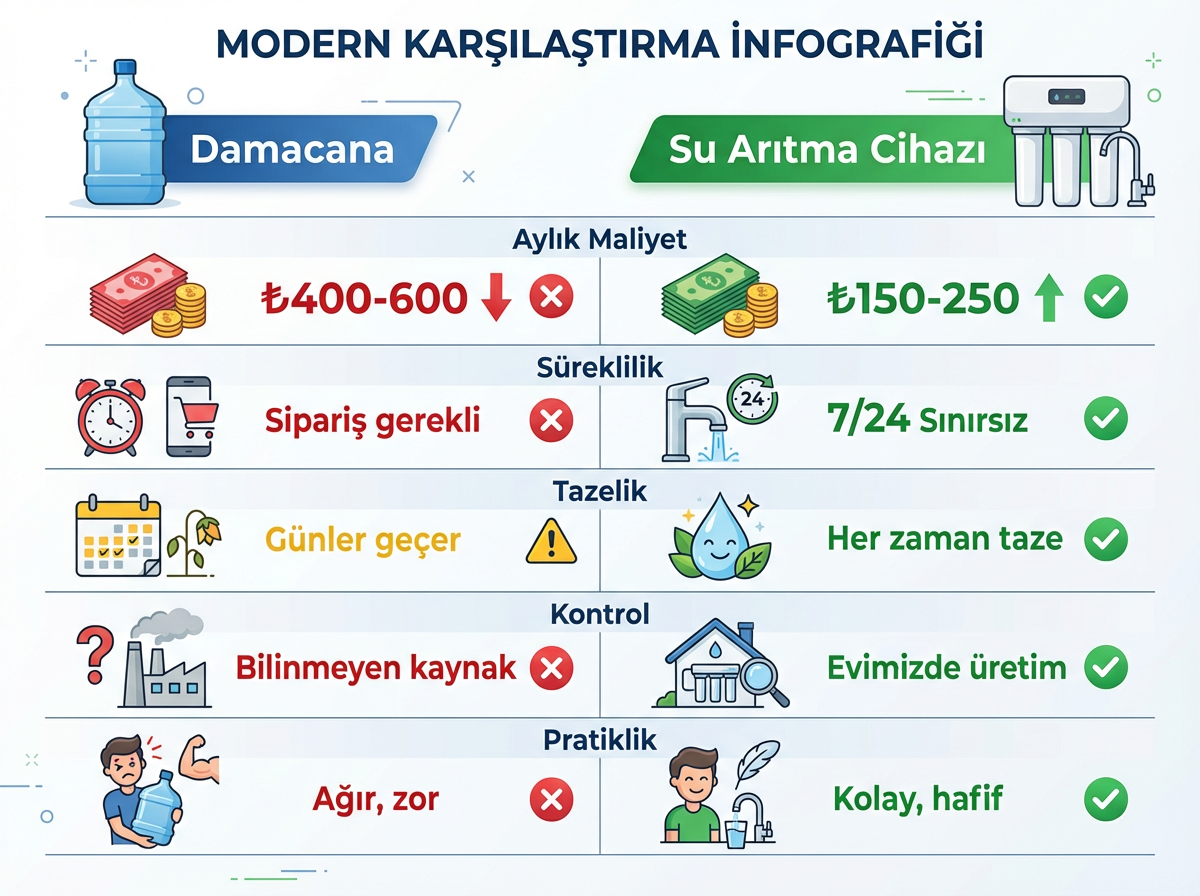 Damacana su ile su arıtma cihazı karşılaştırması