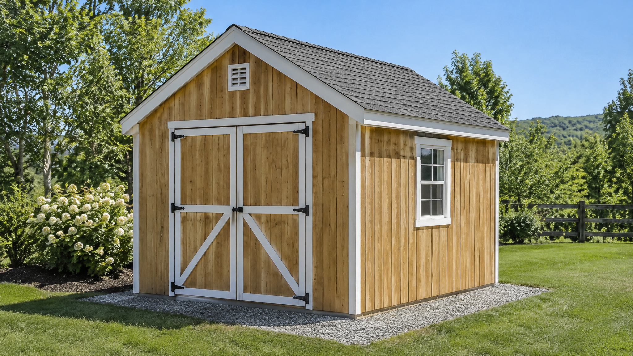 A-frame storage shed from Waterloo Structure in Parkesburg PA