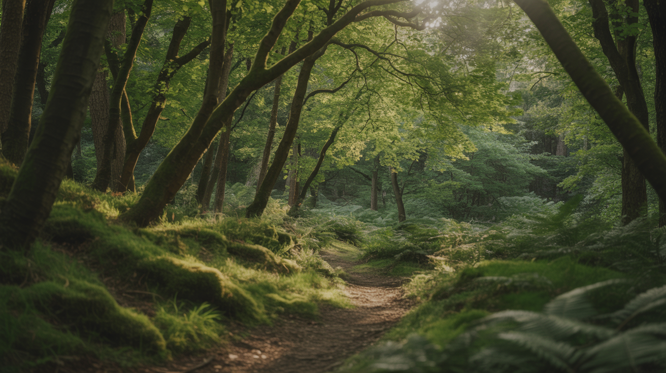 Serene forest path representing the journey to mental wellness