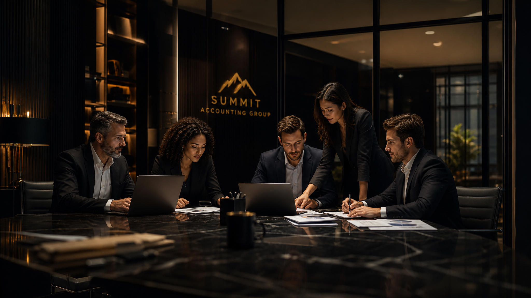 Advance Tax Services professional team collaborating in a modern office