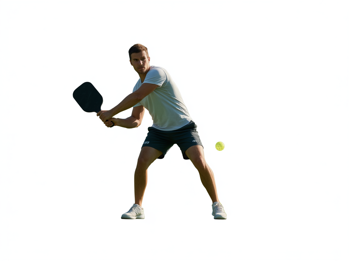 Single pickleball player being analyzed by AI coaching software