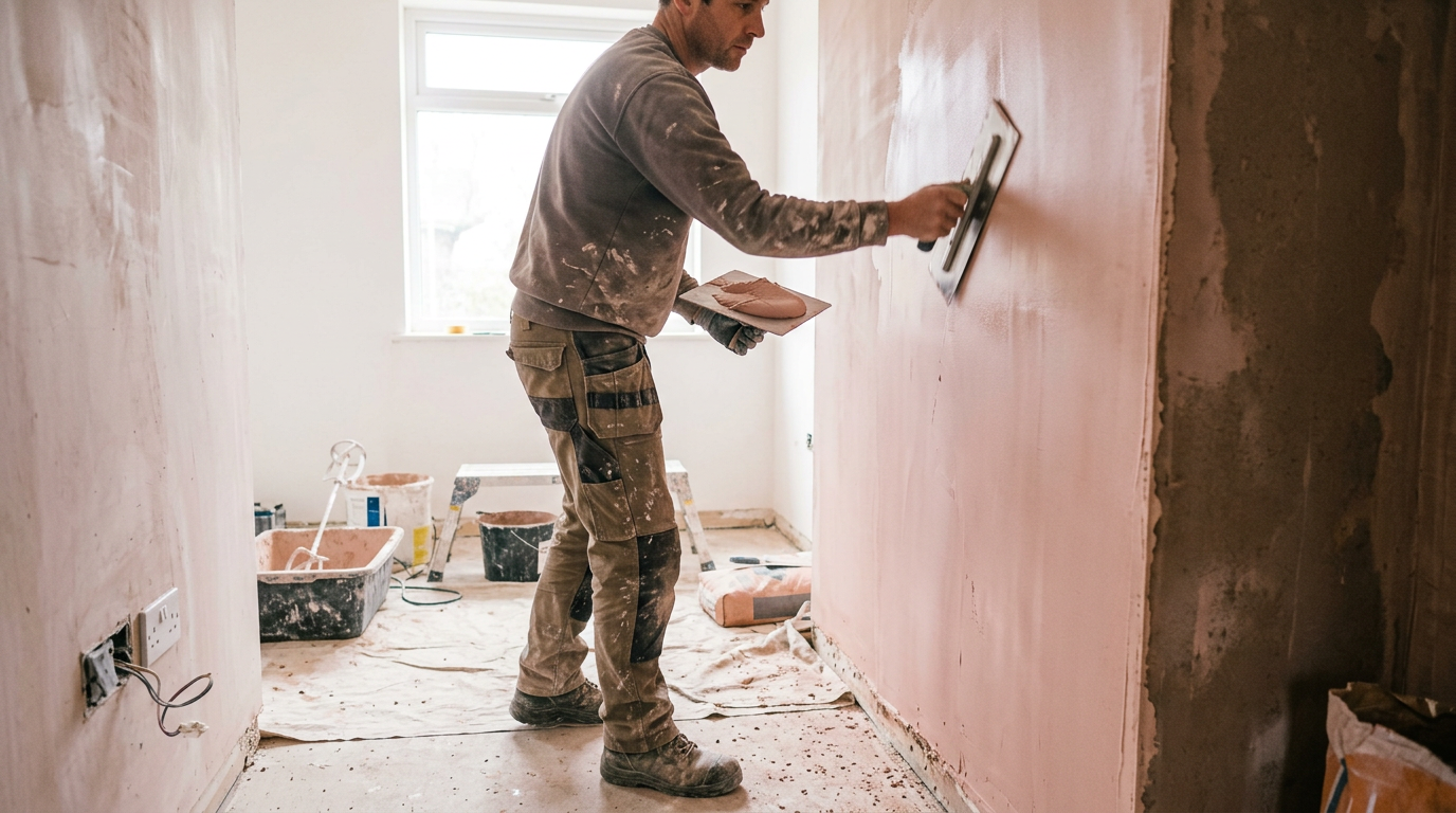 Plastering & Painting on a UK home by Welsh Roofing and Building