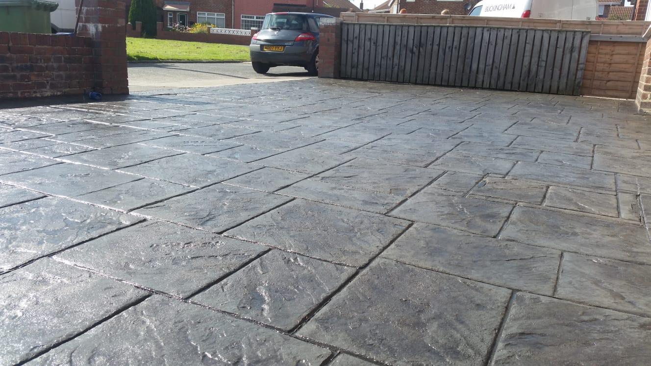 Pattern imprinted concrete driveway – Rochdale