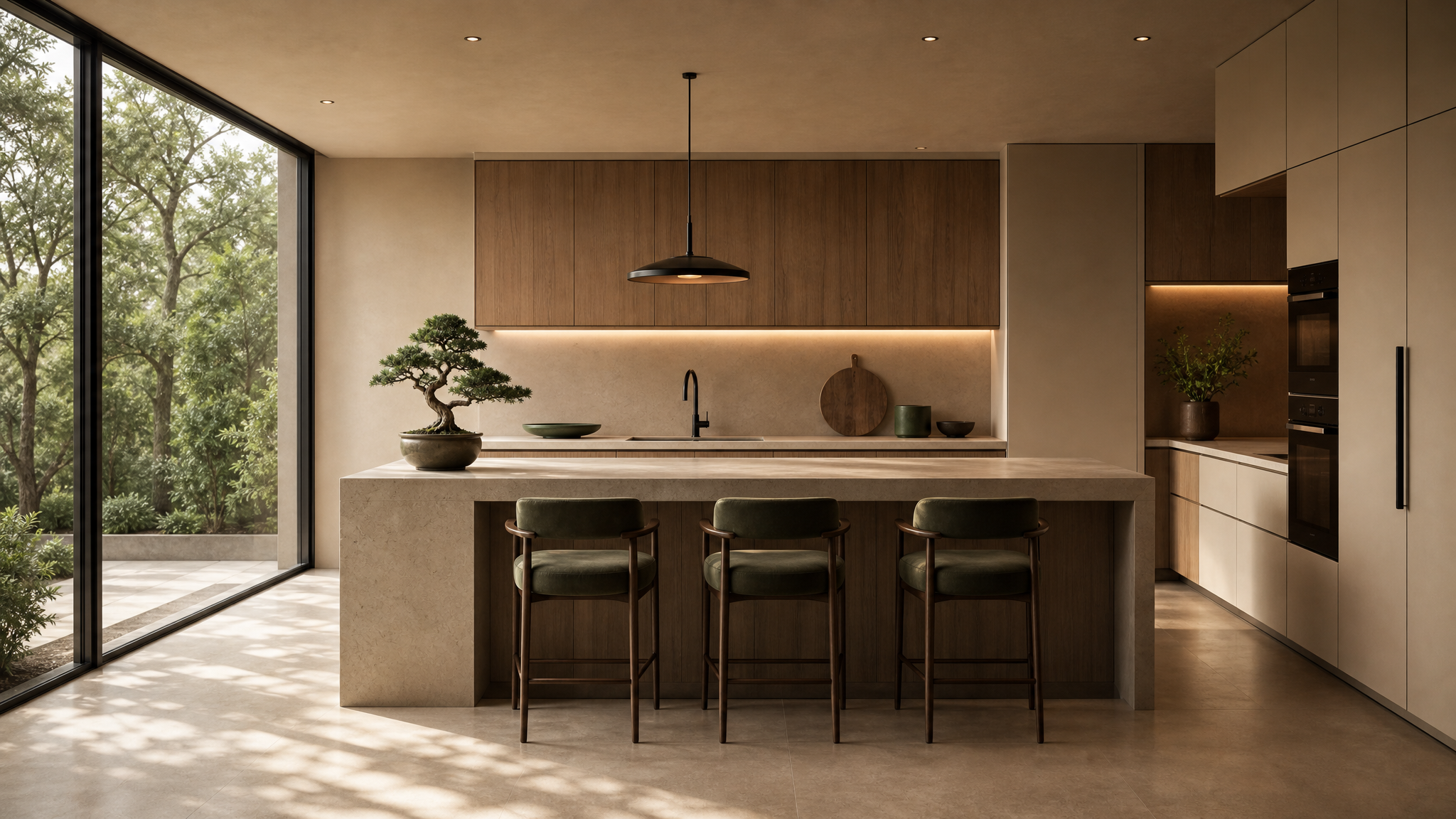Cocina moderna de lujo con bonsái Auraq