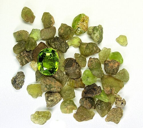 Olive-green peridot gemstone