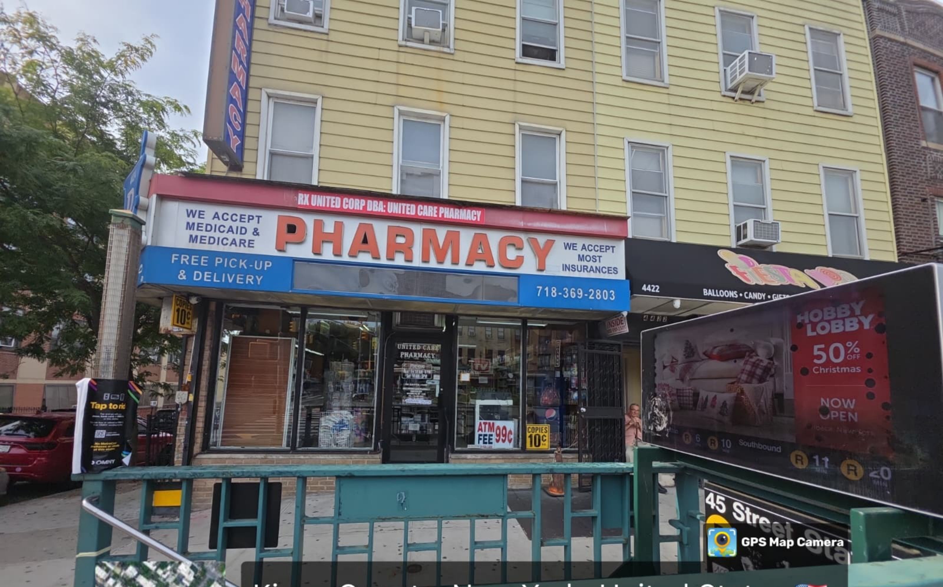 Pharmacy interior with organized shelves