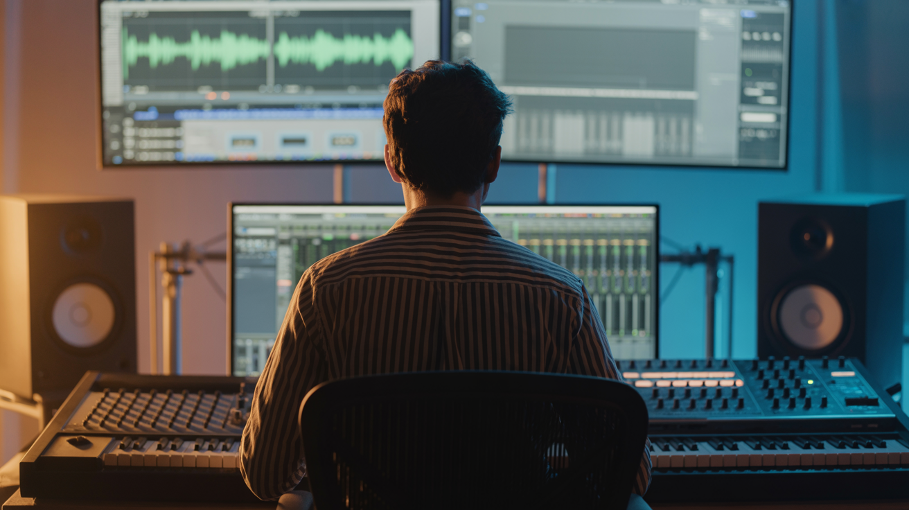 Productor musical en estudio profesional