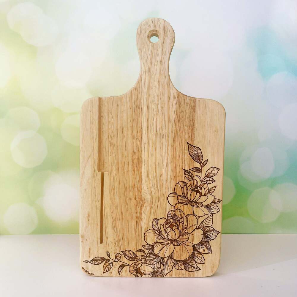 Laser-engraved botanical chopping board
