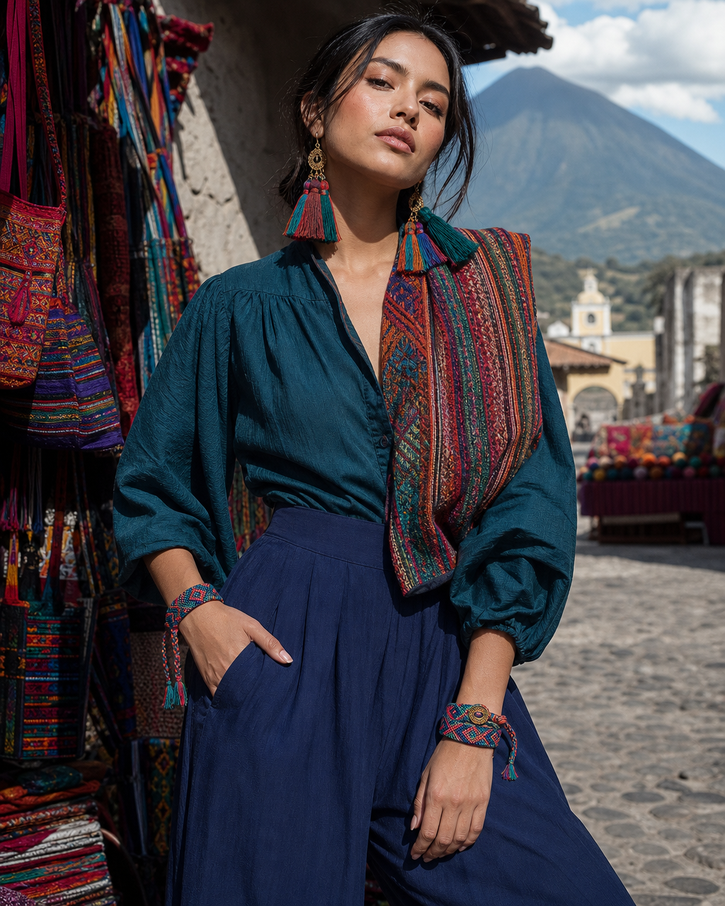 Model wearing the Chichicastenango Wrap bracelet