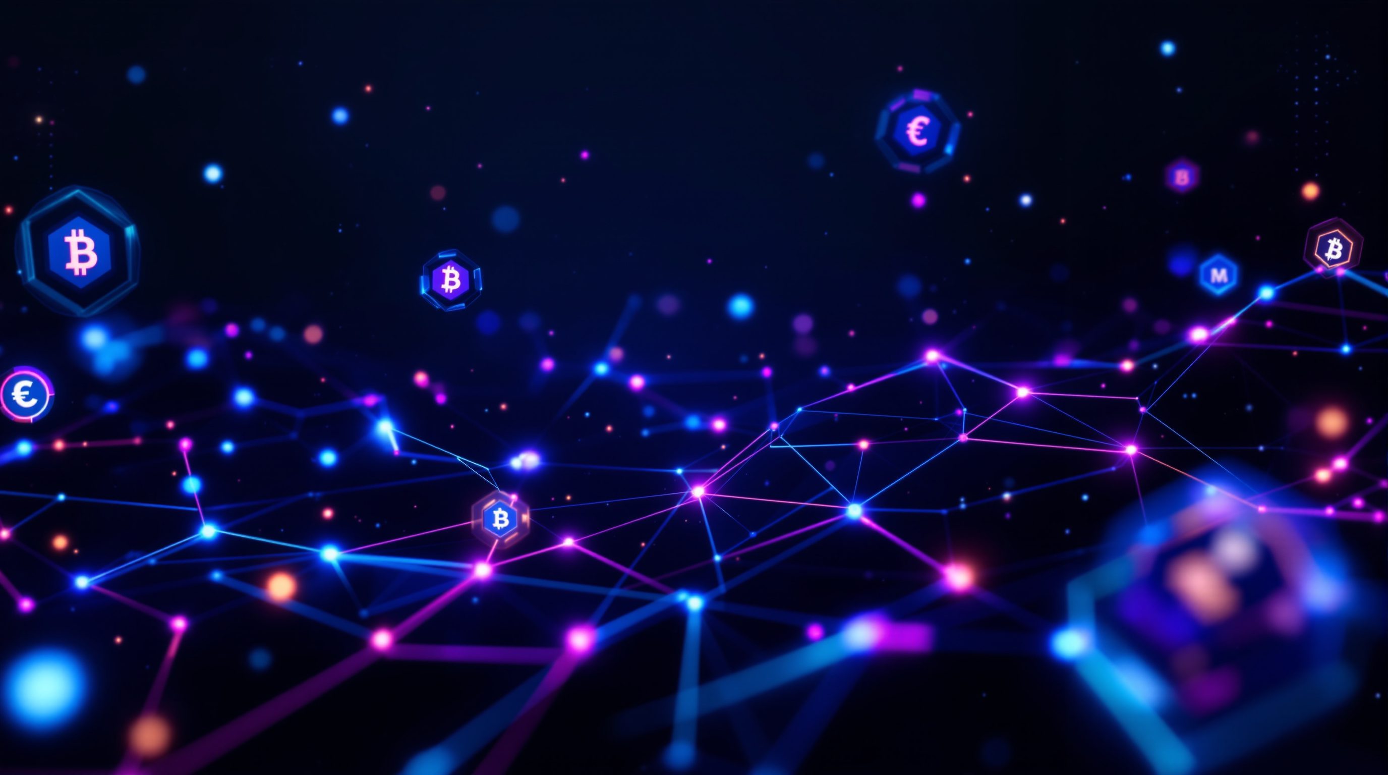 Futuristic blockchain network background
