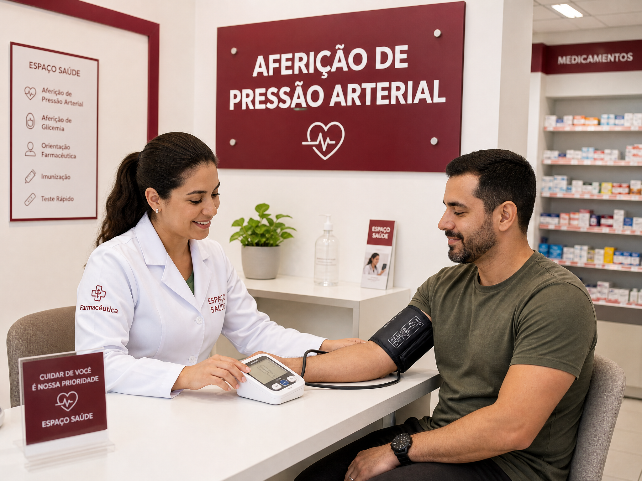 Aferição de pressão arterial na Farmasyn Popular