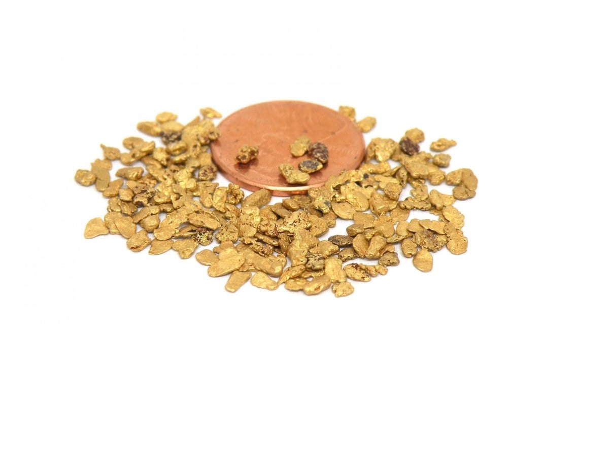 Gold nuggets and bars
