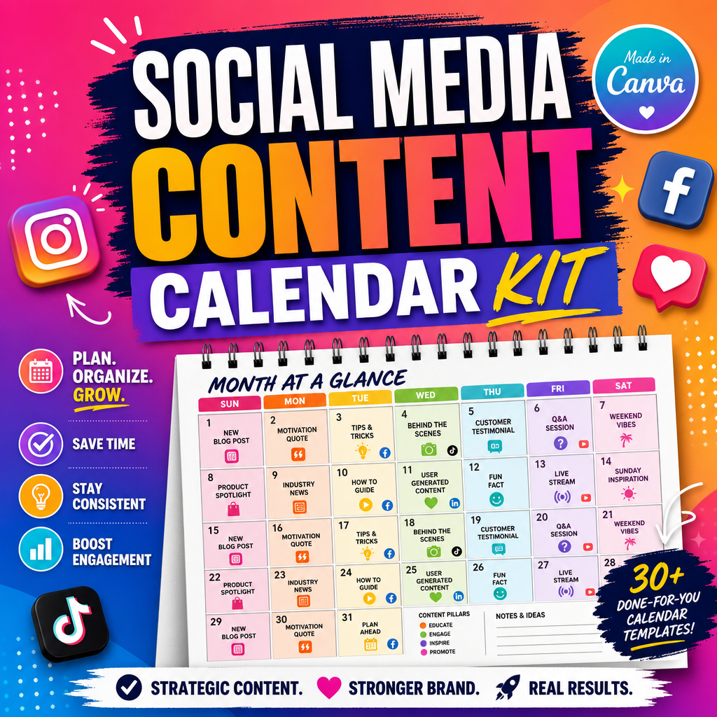 Social Media Content Calendar Kit