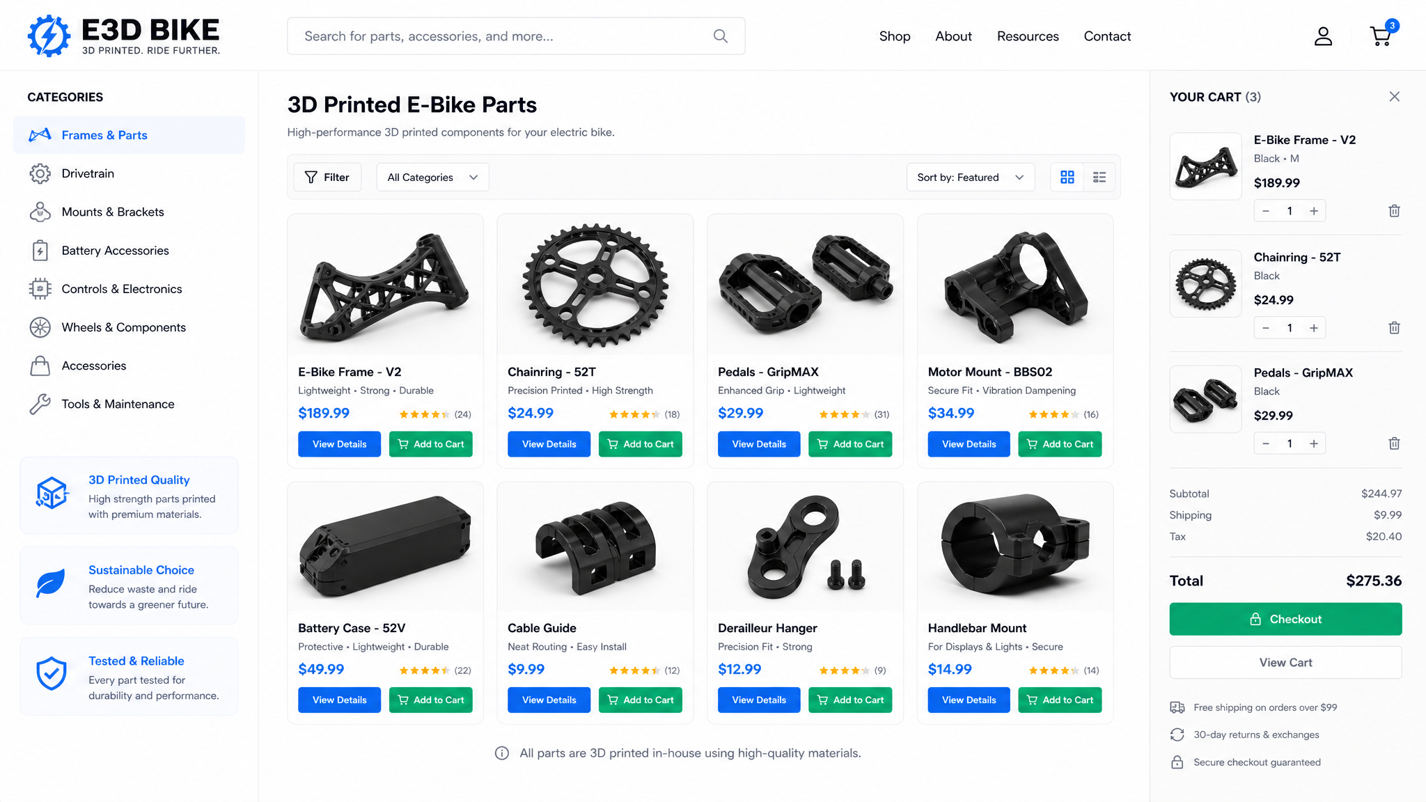 Grayson's 3D Prints E-commerce project preview