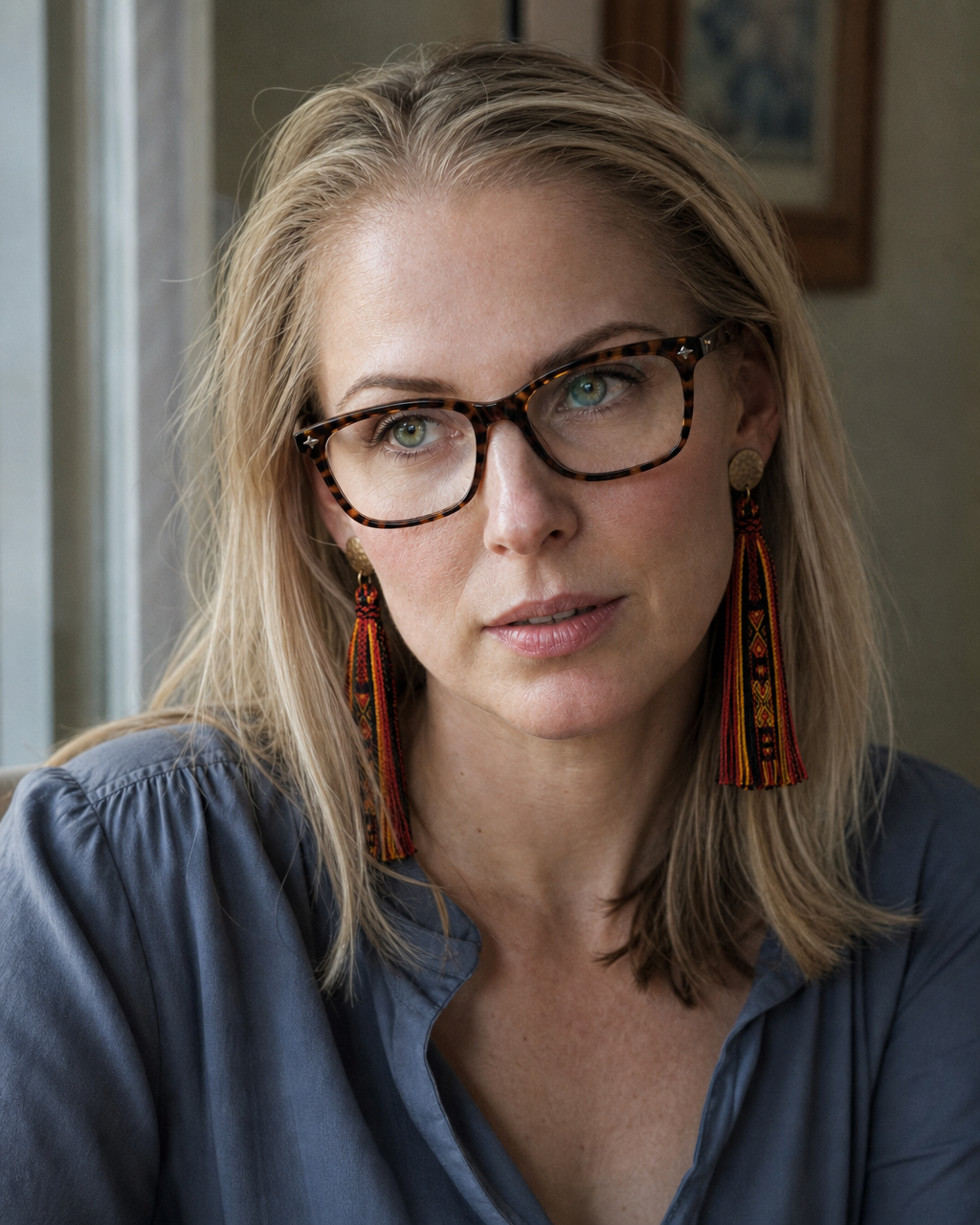 Elizabeth Groch wearing the Quechua Drop earrings