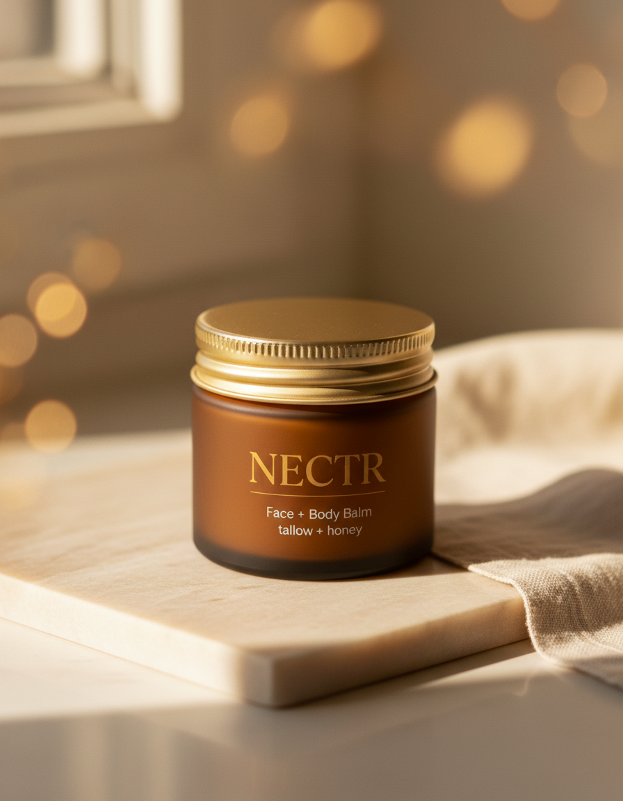 NECTR frosted amber jar