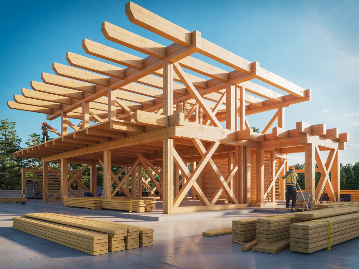 Timber frame structure background