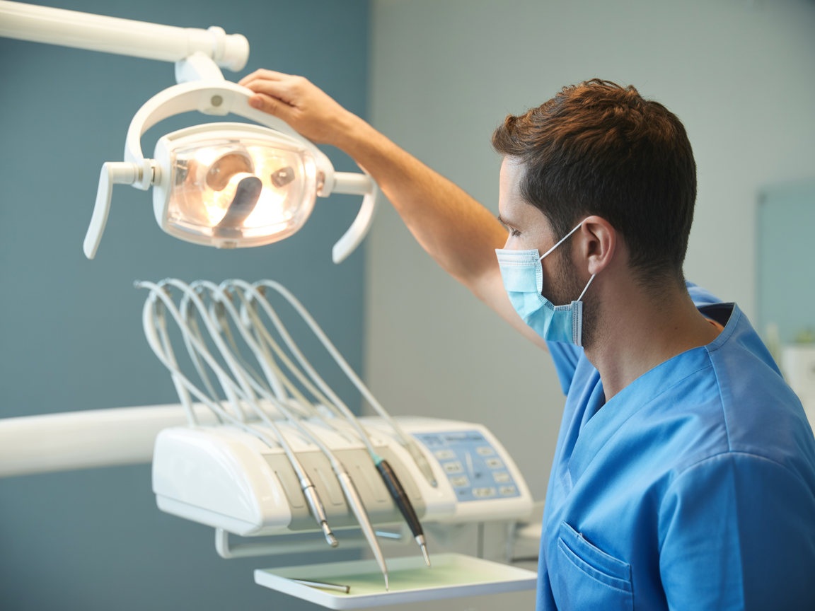 Dental professional working