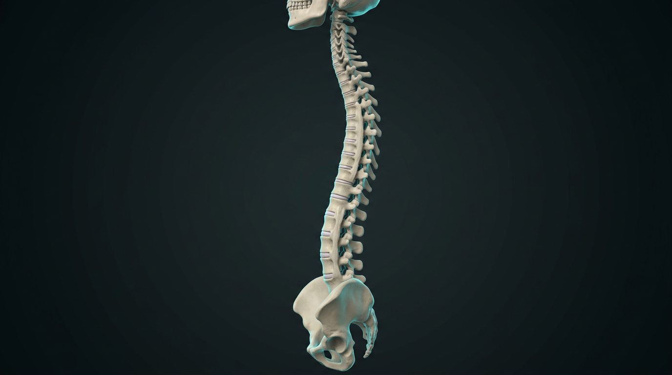 Ankylosing spondylitis bamboo spine with fusion beginning at the sacroiliac joints and climbing into the thoracic spine