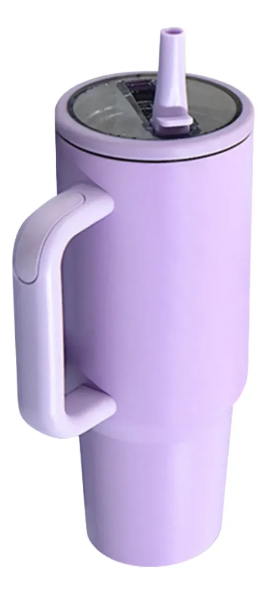Copo Térmico Inox 1200ml — detalhe da tampa e do canudo