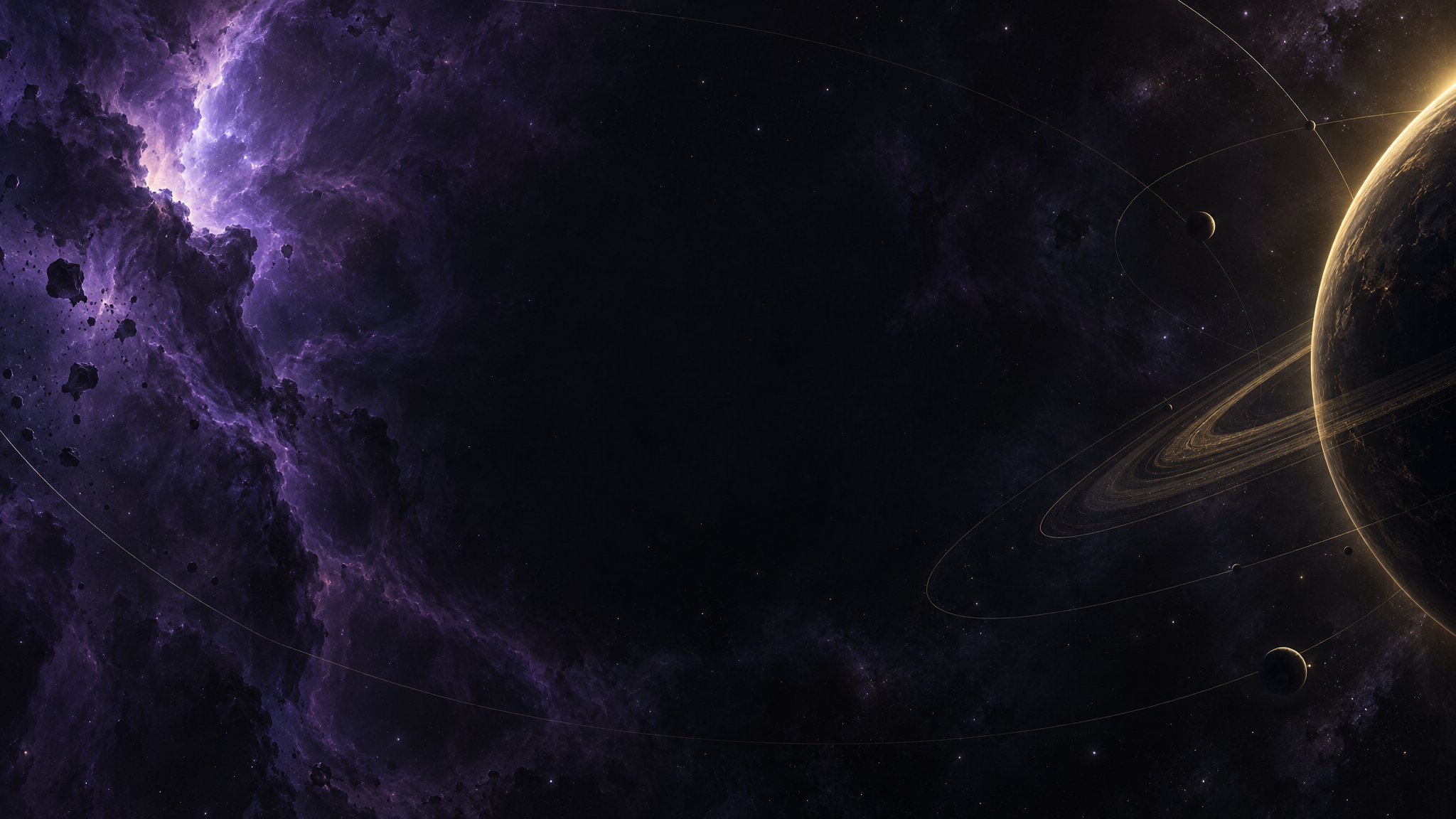 Purple nebula above an orbital ring world