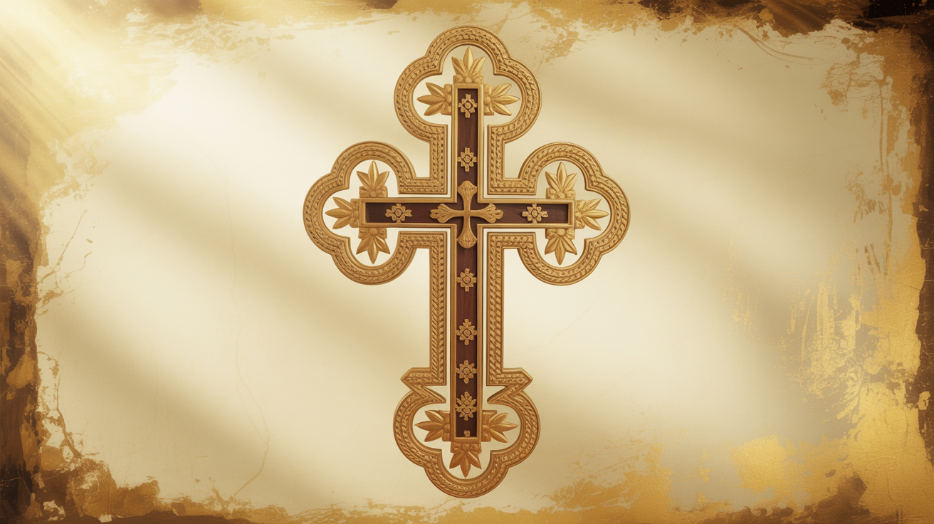 Ethiopian cross in golden light