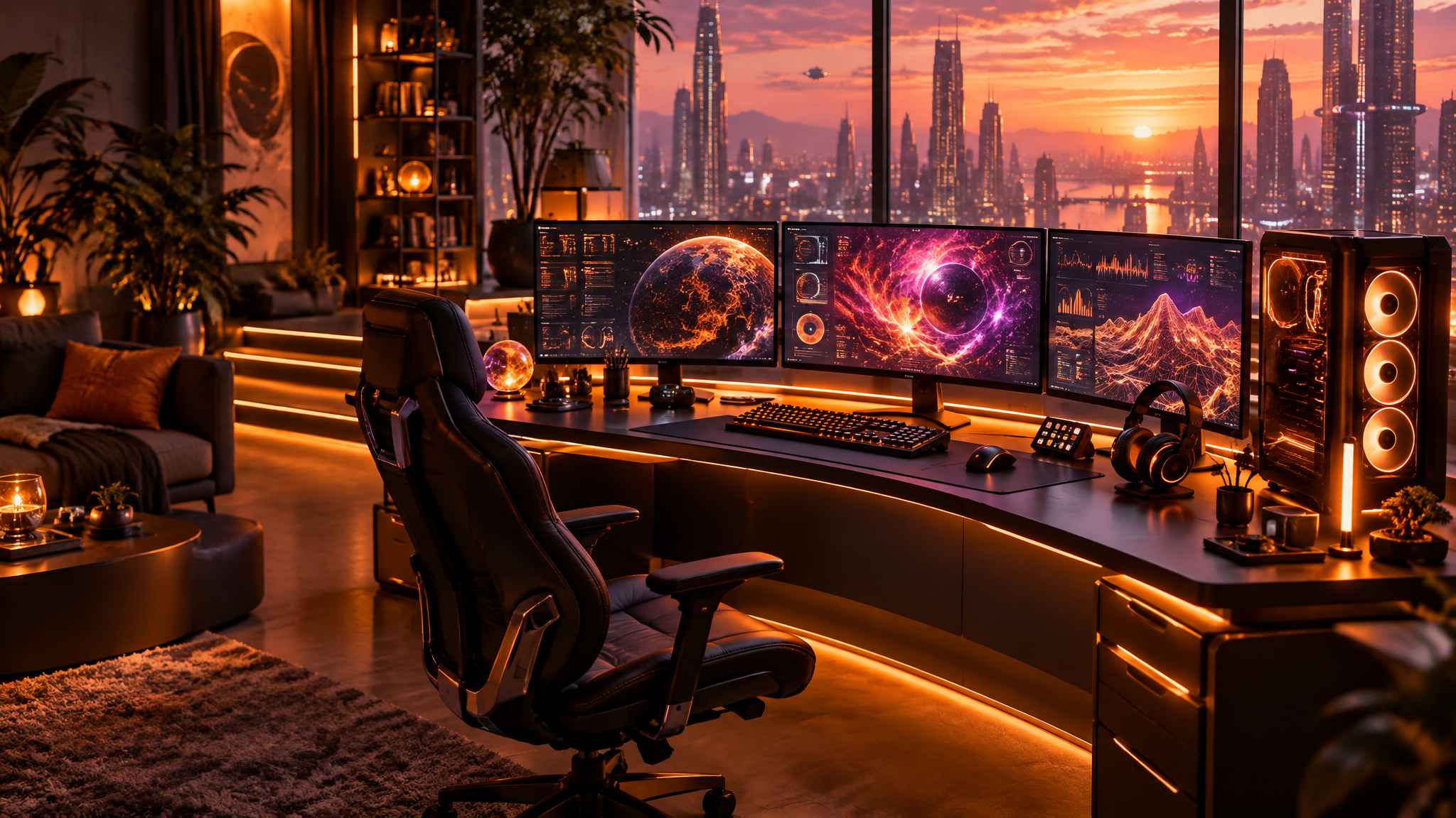 Espacio de trabajo tecnológico futurista
