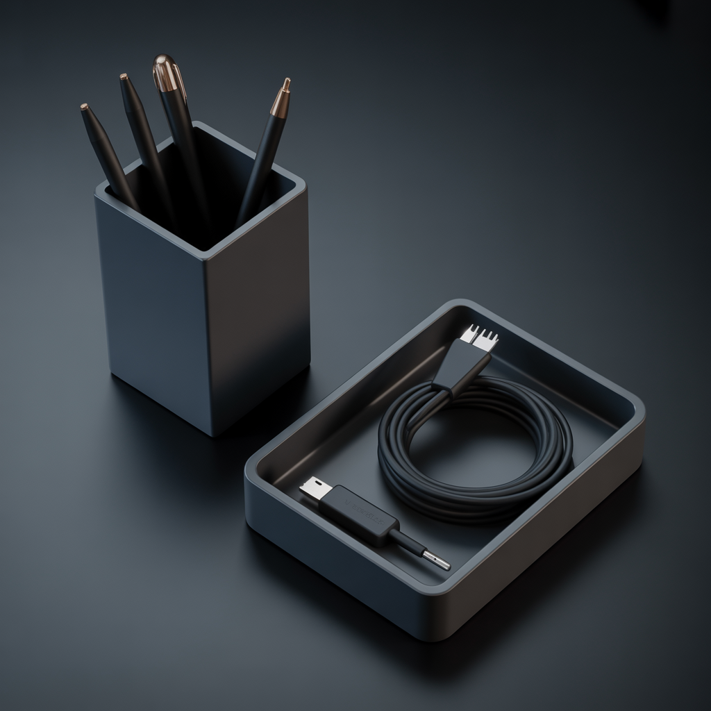 Desk Accessories Set - Matte Black Edition