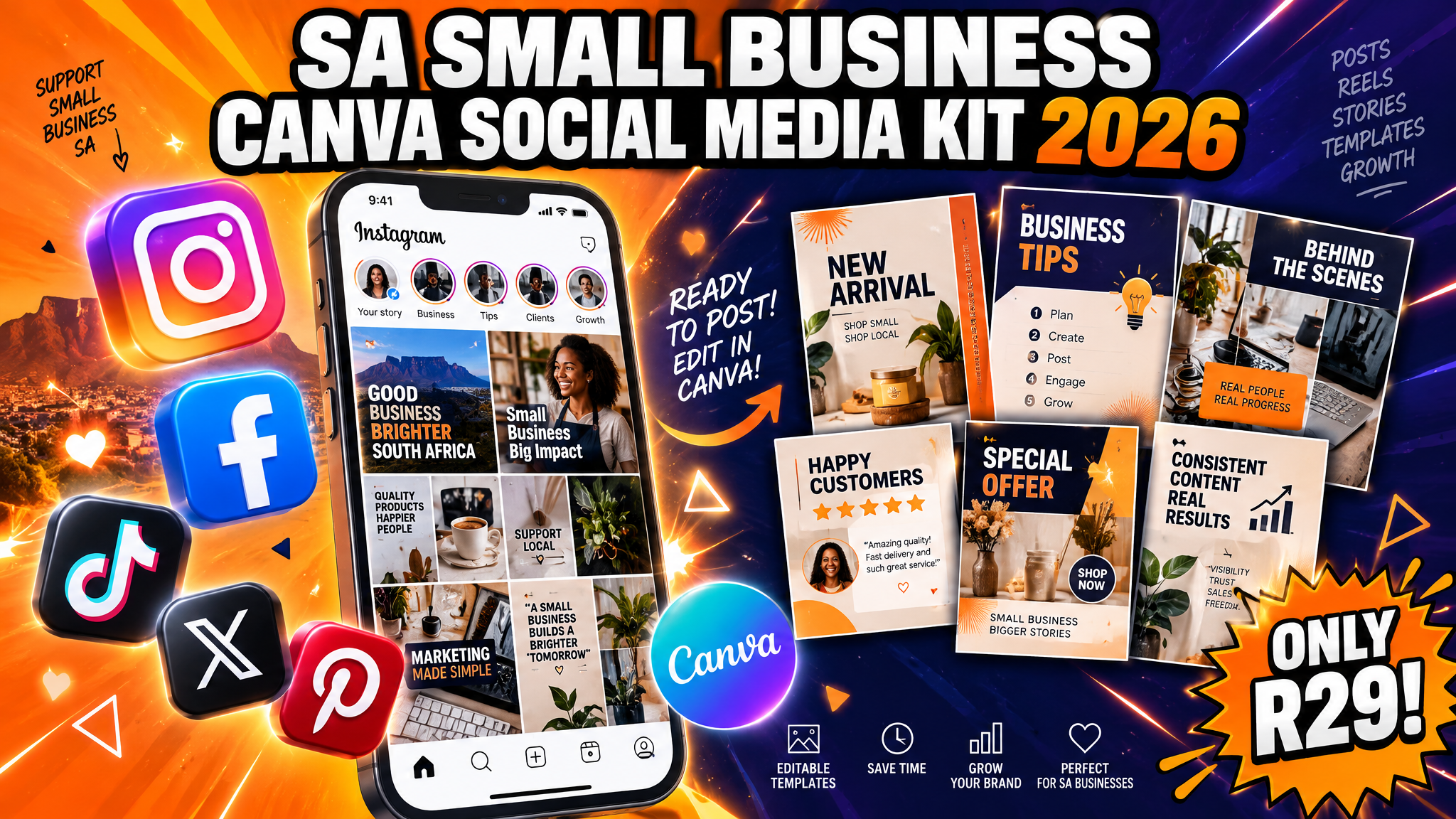 SA Small Business Canva Social Media Kit 2026