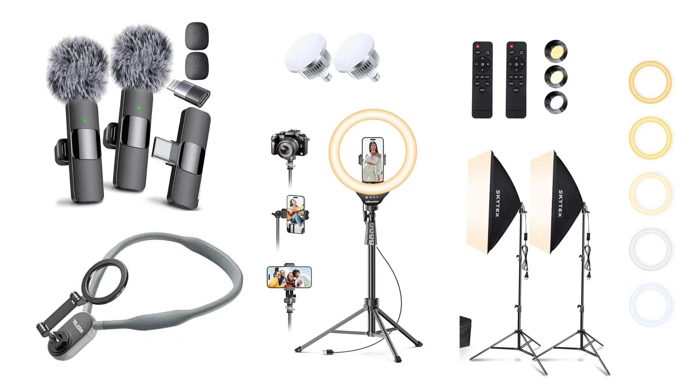Content creator filming on set