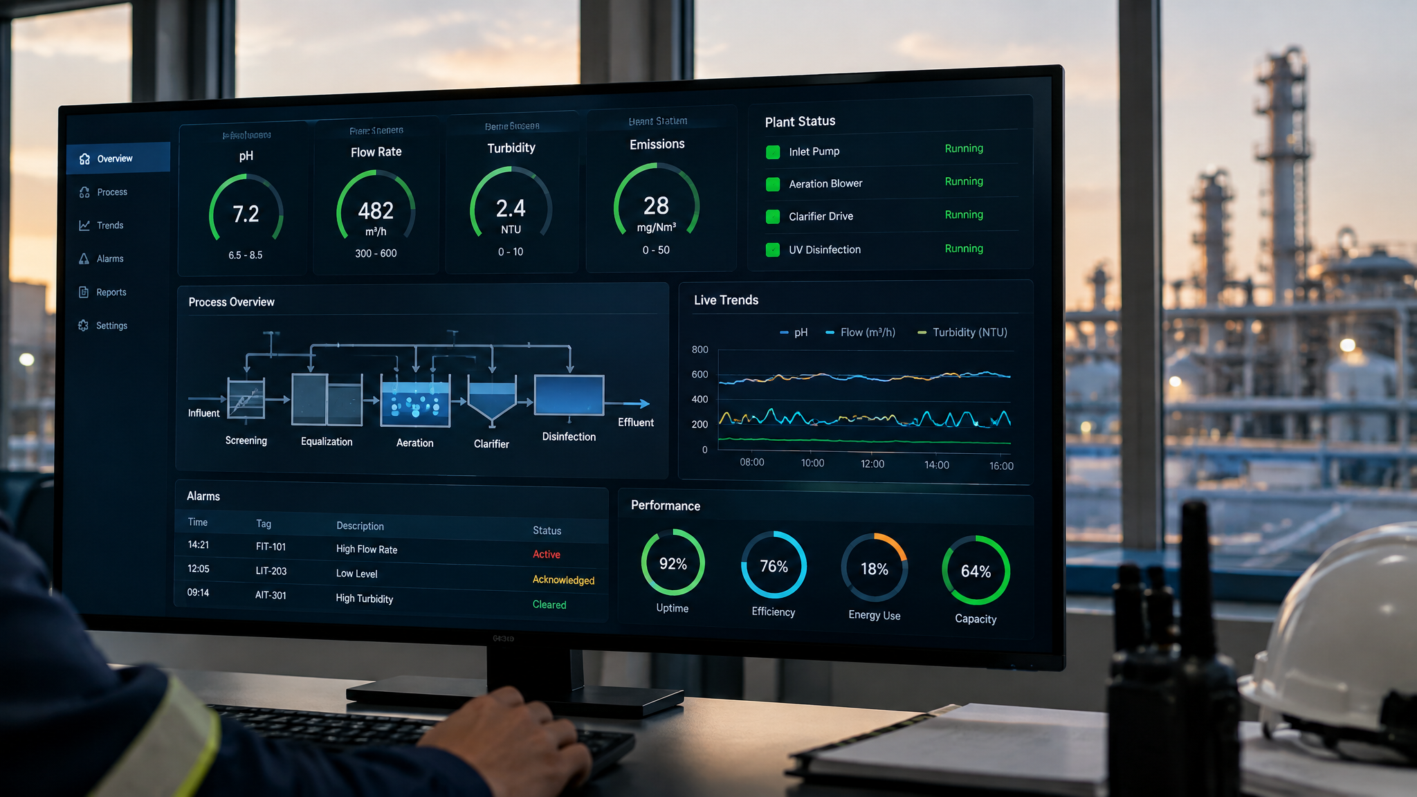 Illustrative Interface — Industrial monitoring dashboard