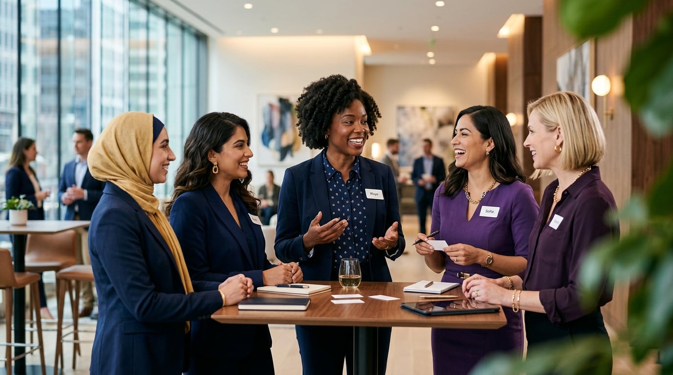 Mulheres empreendedoras em evento de networking