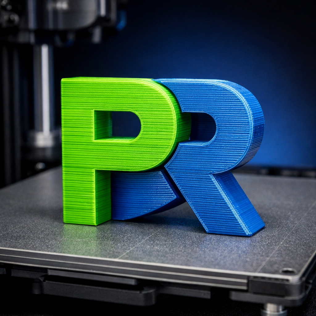 Logo Plásticos Roldán impreso en 3D