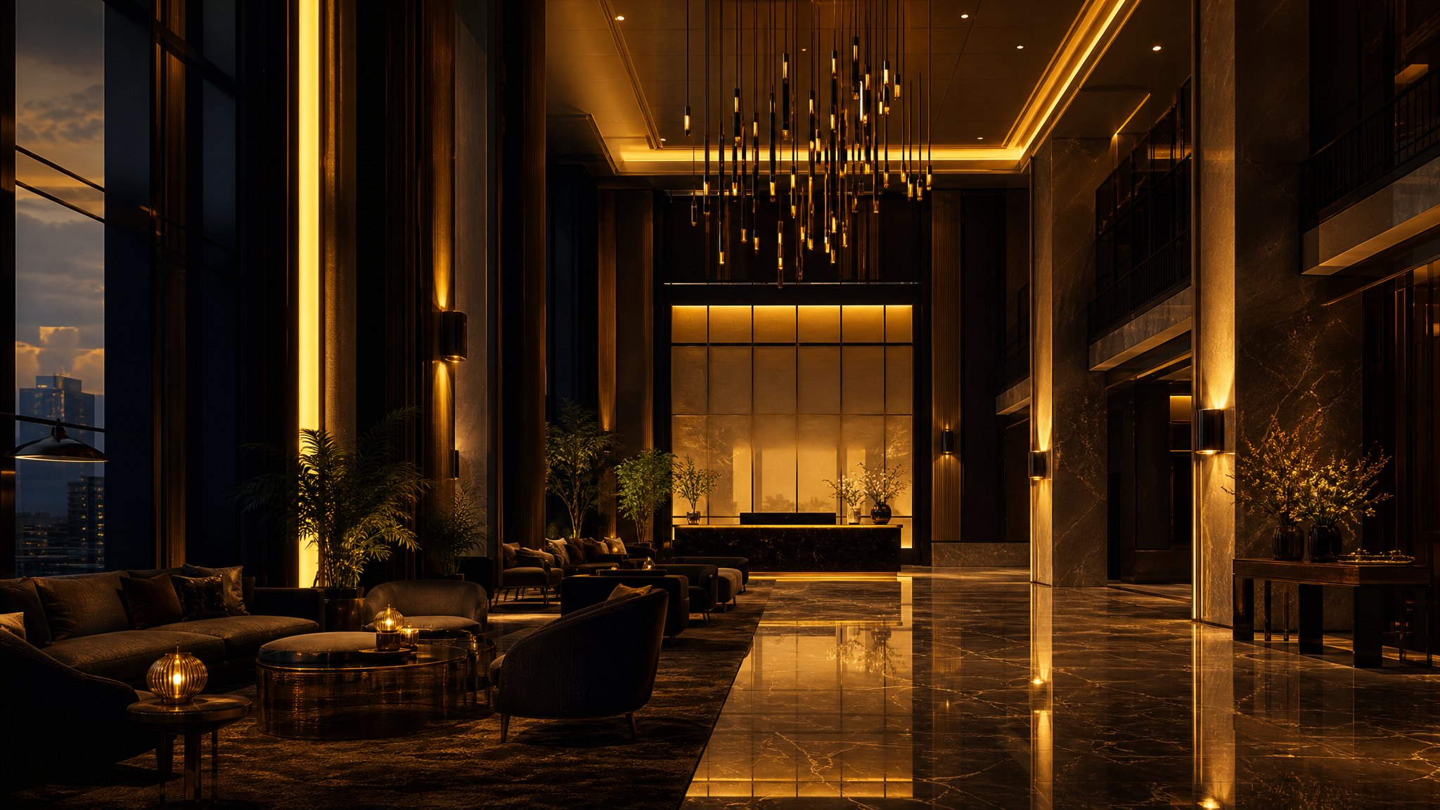 Luxury architectural interior with warm lighting