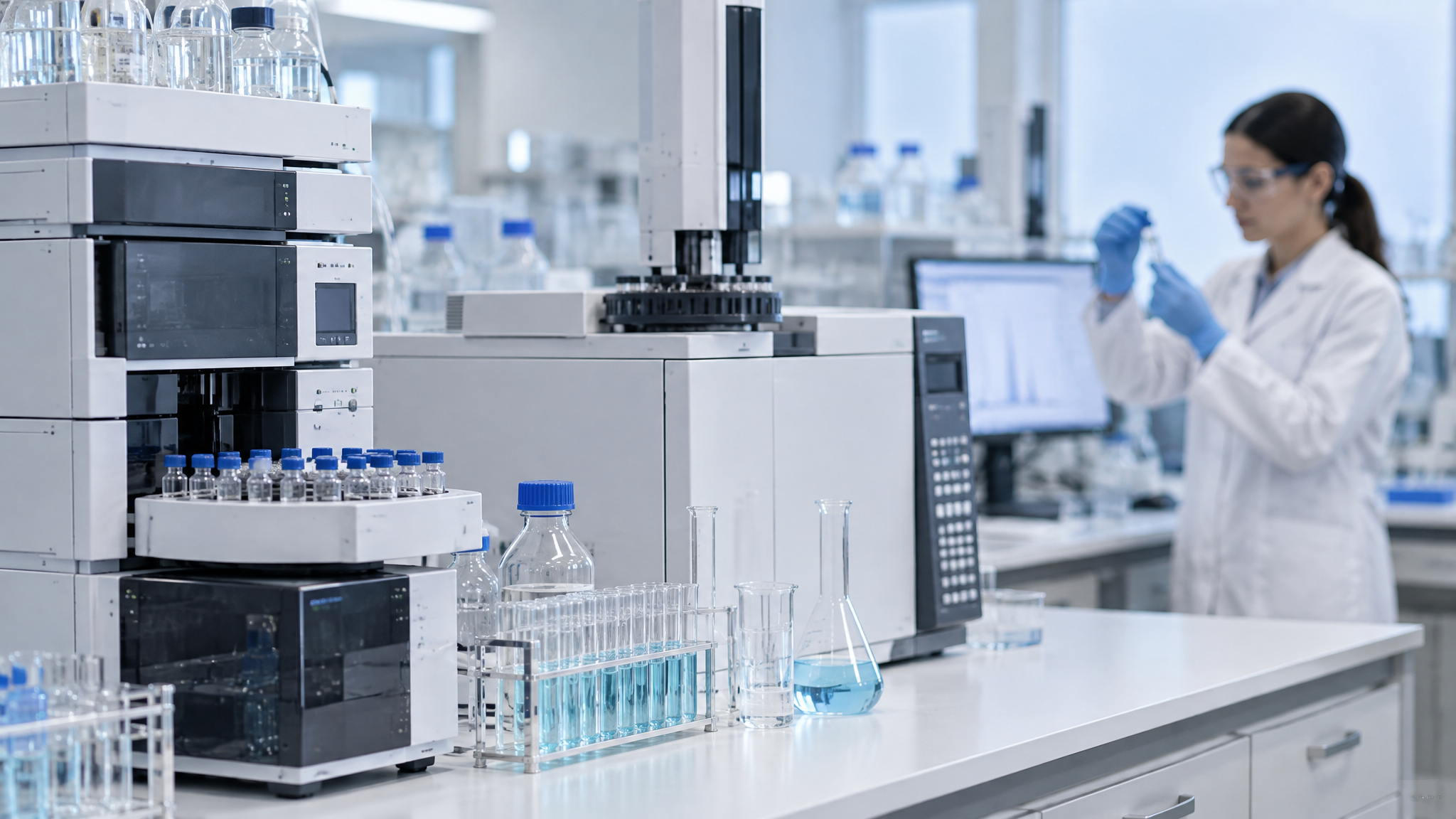 Quality control laboratory with HPLC and GC equipment