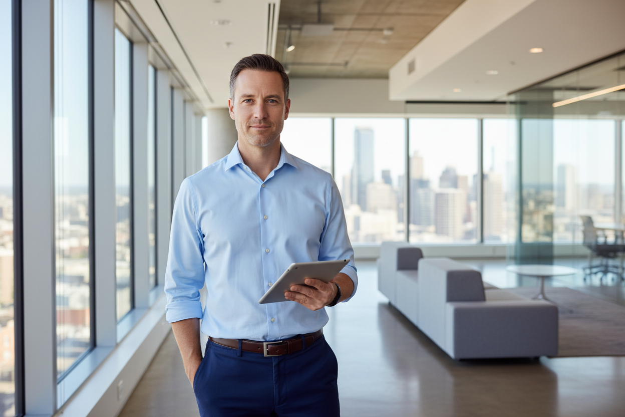 Profesional con tablet en oficina