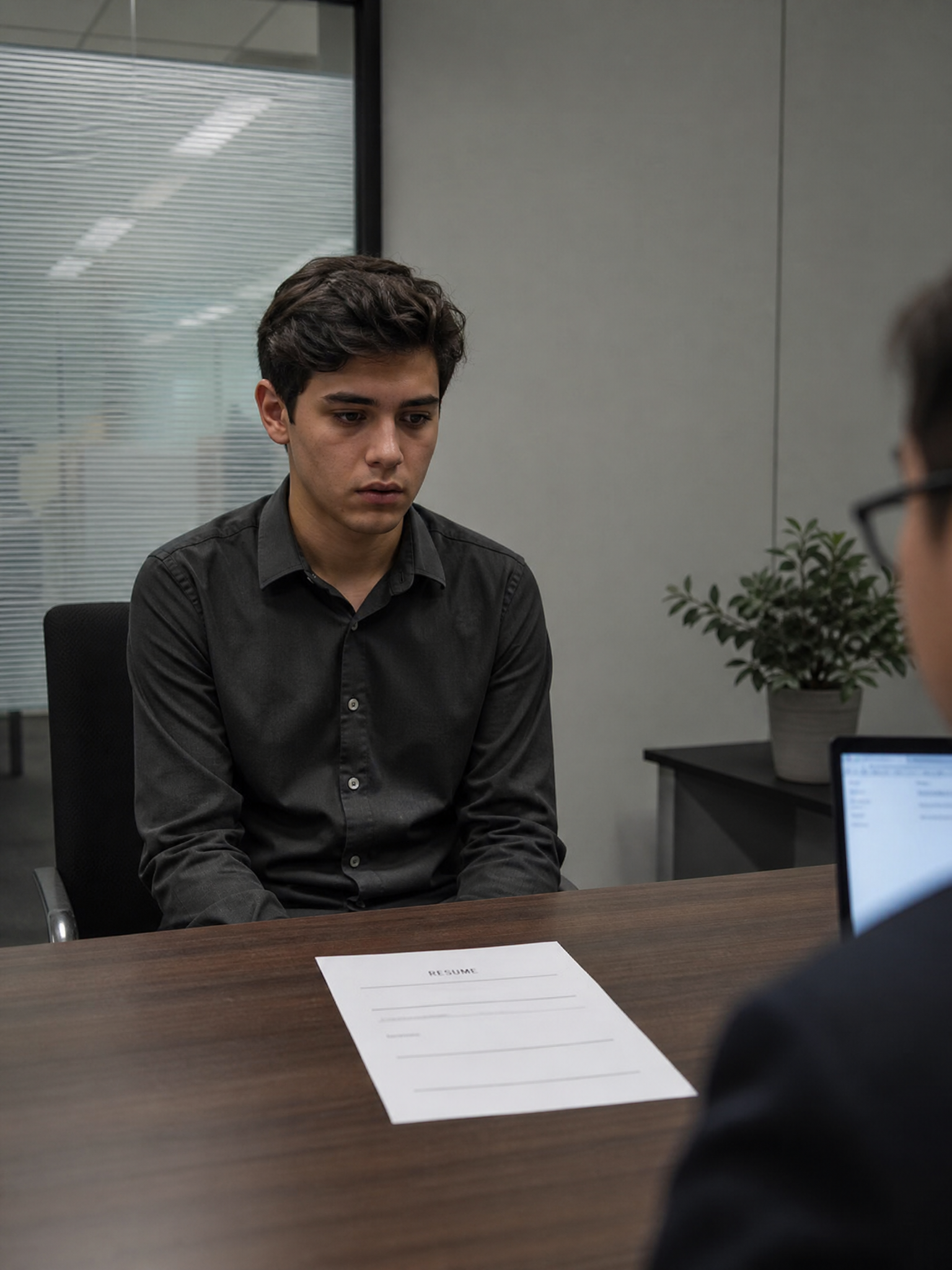 Jovem sem preparação em entrevista