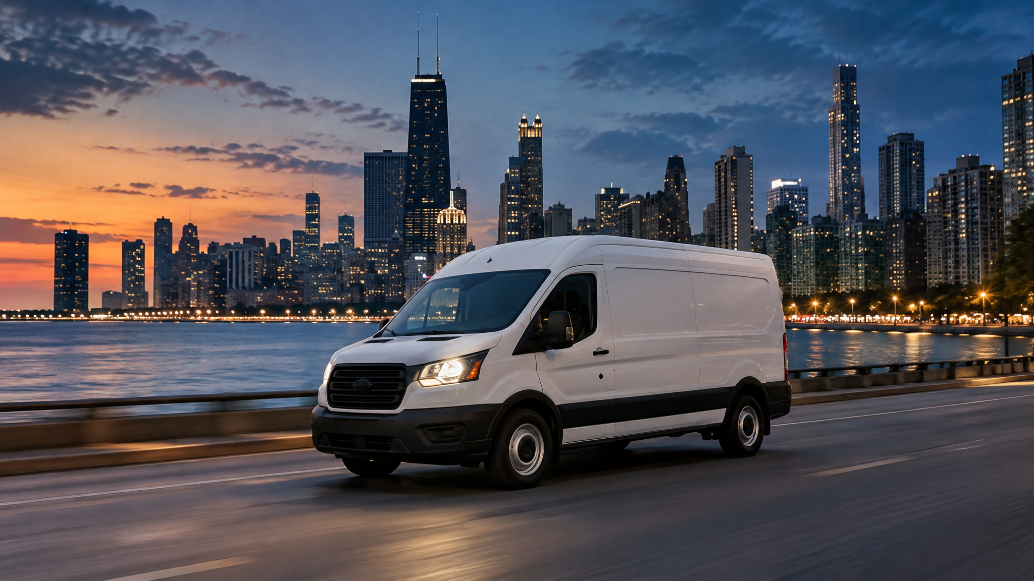 Siren Transit courier vehicle on Chicago road