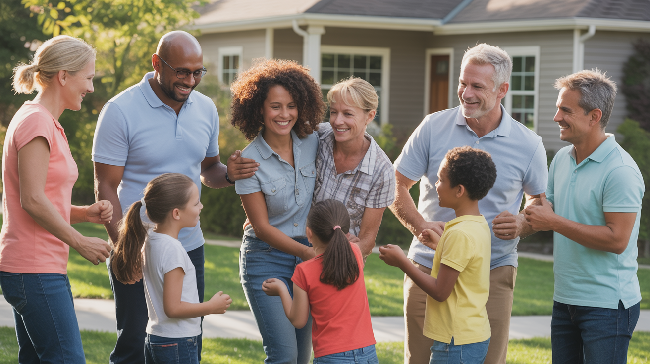 Diverse community gathering in Sacramento neighborhood
