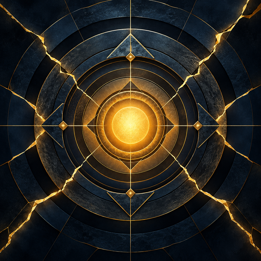Abstract concentric geometric shapes representing four-dimensional risk assessment