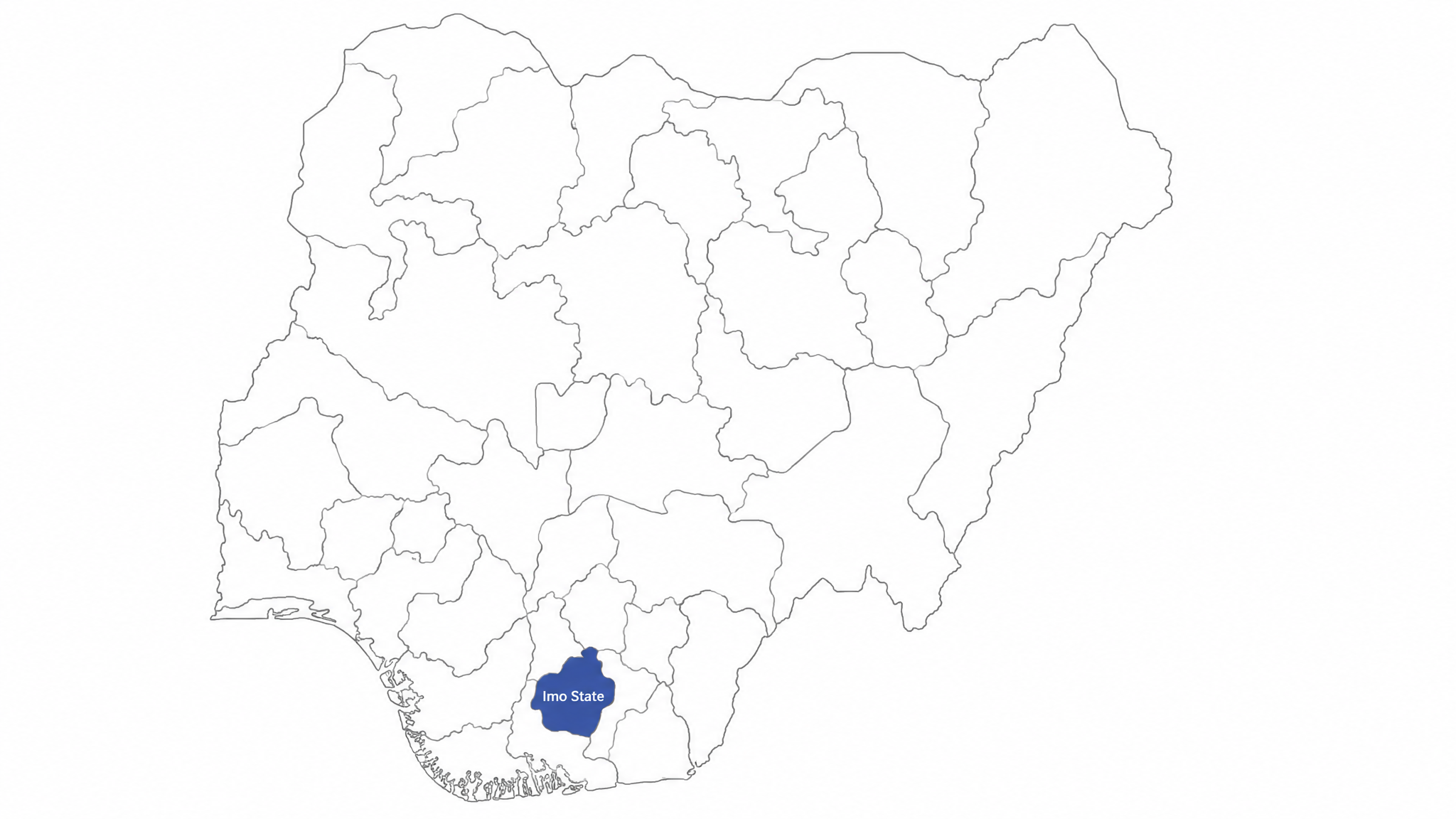 Map of Nigeria with Imo State highlighted