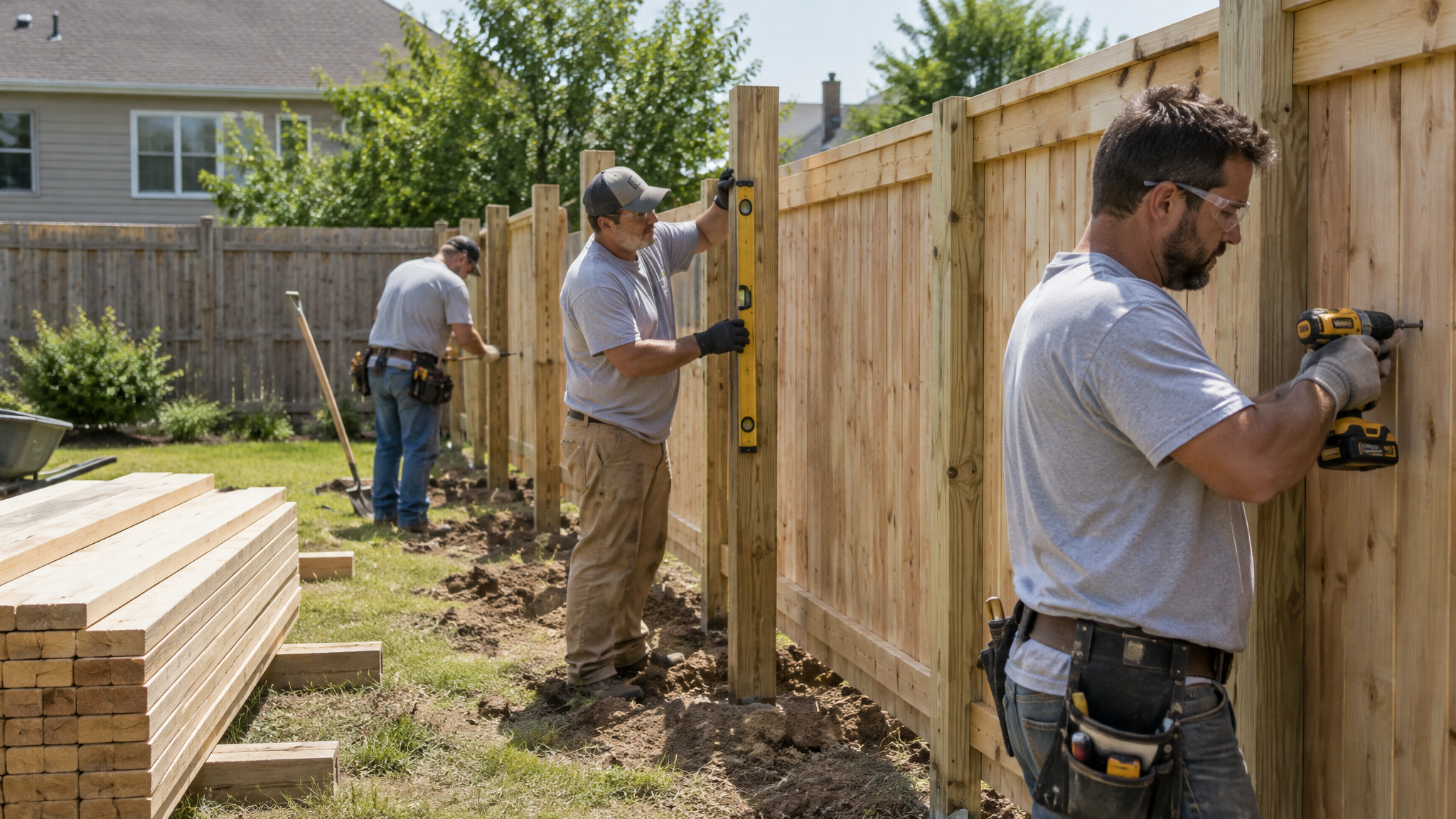 76 Fence Iron City installation crew at work