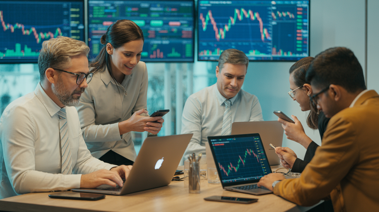 Comunidade de traders brasileiros colaborando e compartilhando estratégias na Quotex