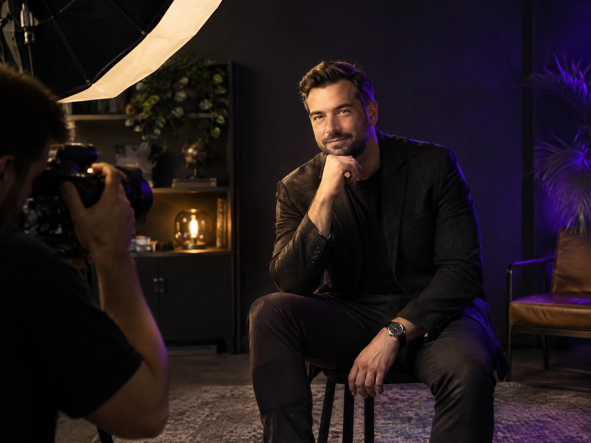 Business owner portrait in a softbox-lit studio