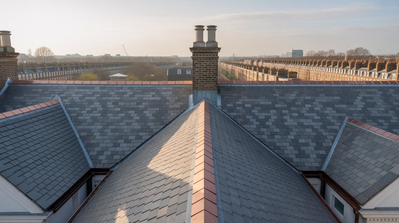 Quality slate roofing craftsmanship on a traditional British house