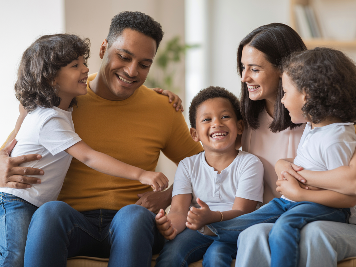 Family together in supportive environment