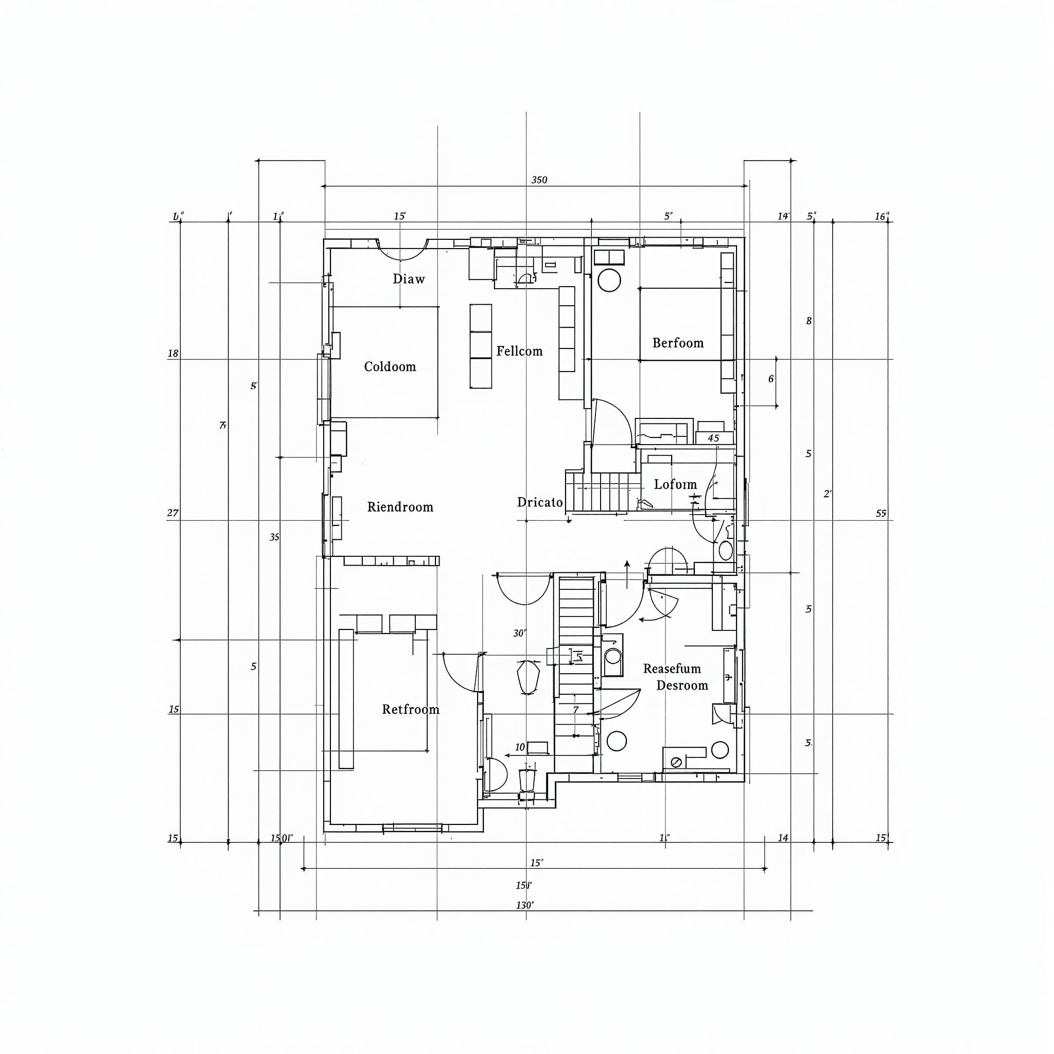 Szkic architektoniczny planu domu — etap planowania