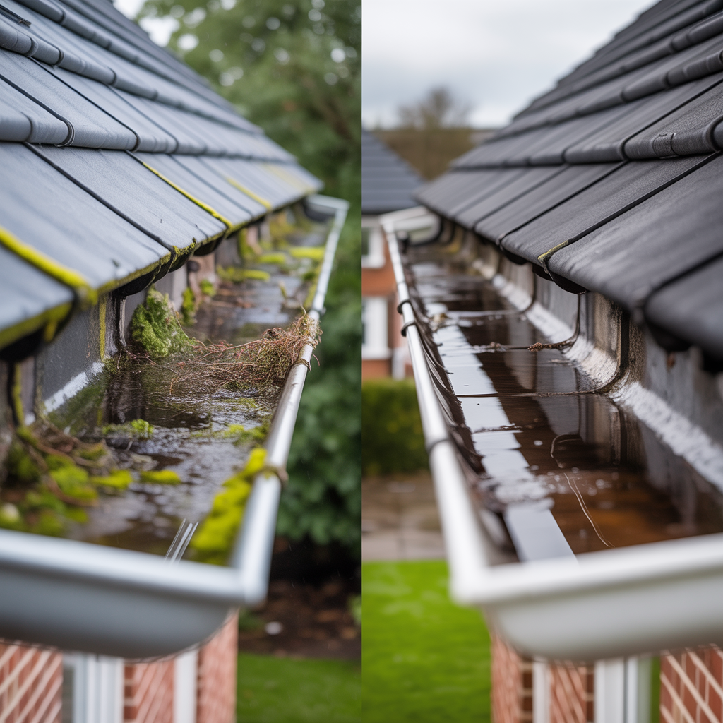 Gutter Cleaning before and after