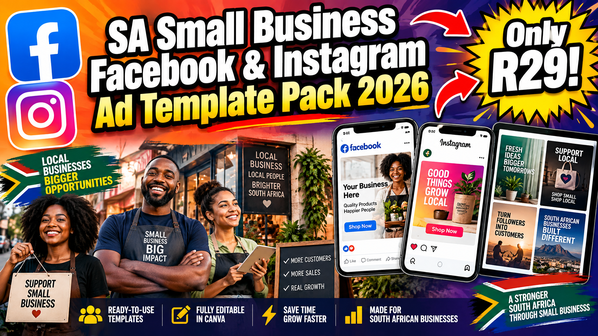 SA Small Business Facebook & Instagram Ad Template Pack 2026